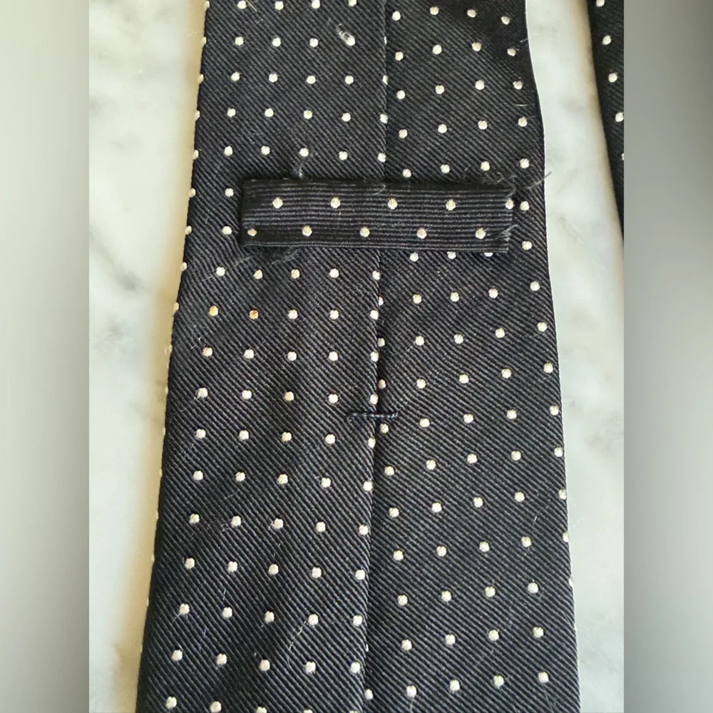Classic Polo by Ralph Lauren Black Tie w White Polka Dots Formal Office Handmade